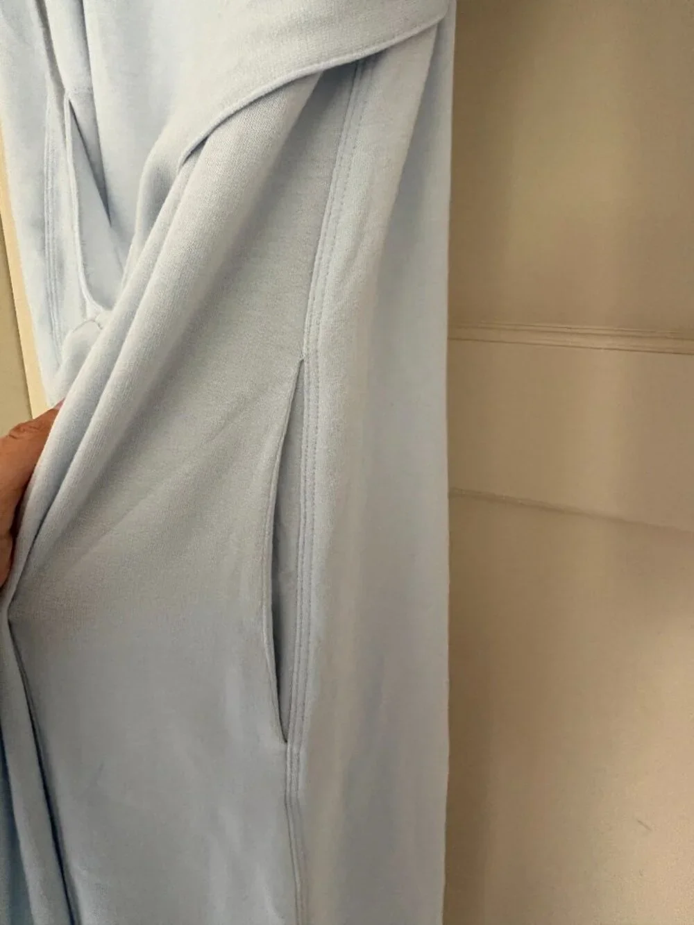 Lunya The Robe Organic Pima Cotton Bone Blue Size XS/S Pockets Belt